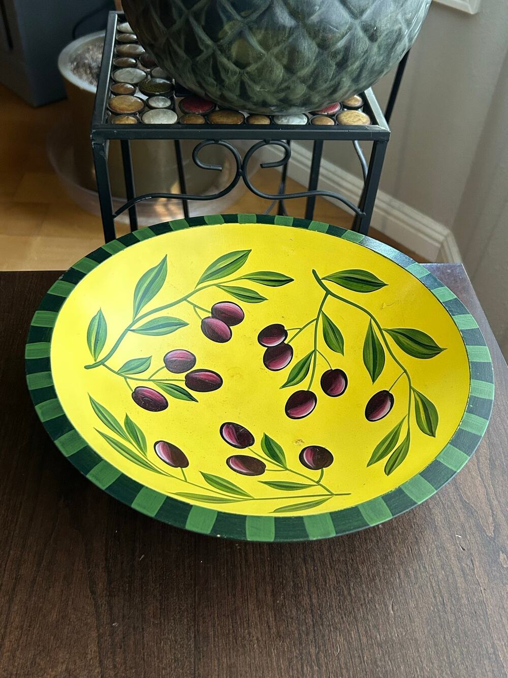 Sherwood Forest design wood olive serving bowl